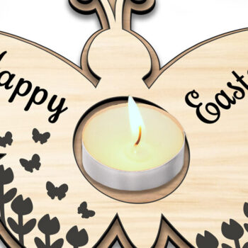 Intra απο ξύλο plywood 3mm-4mm πάχος - Πασχαλινή λαμπάδα τσαγιού Butterfly  Δίασταση 15x15 cm INTRAFABR-118216654 - Image 1