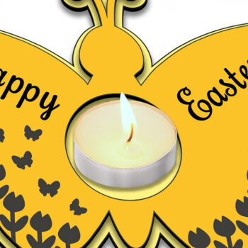 Intra απο ξύλο plywood 3mm-4mm πάχος - Πασχαλινή λαμπάδα τσαγιού Butterfly  Δίασταση 15x15 cm INTRAFABR-118216654 - Image 2