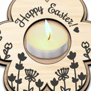 Intra απο ξύλο plywood 3mm-4mm πάχος - Πασχαλινό μοτίβο λουλουδιών λαμπάδας τσαγιού Δίασταση 20x20 cm INTRAFABR-118285589