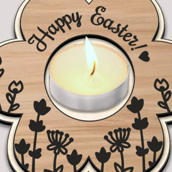 Intra απο ξύλο plywood 3mm-4mm πάχος - Πασχαλινό μοτίβο λουλουδιών λαμπάδας τσαγιού Δίασταση 20x20 cm INTRAFABR-118285589 - Image 3