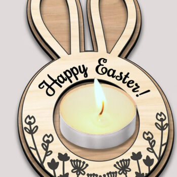 Intra απο ξύλο plywood 3mm-4mm πάχος - Δώρο Πασχαλινής Λαμπάδας Κουνελιού Δίασταση 15x15 cm INTRAFABR-118216619 - Image 3