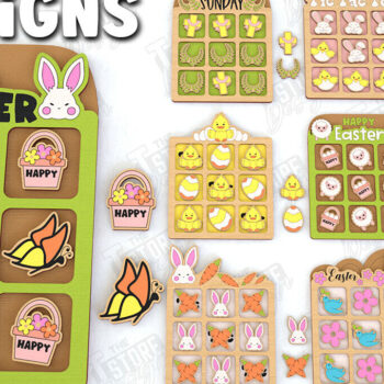 Intra απο ξύλο plywood 3mm-4mm πάχος - Πασχαλινό Tic Tac Toe Bundle | Κλασικό παιχνίδι Δίασταση 15x15 cm INTRAFABR-116574450 - Image 1