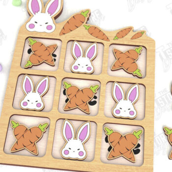 Intra απο ξύλο plywood 3mm-4mm πάχος - Πασχαλινό Tic Tac Toe Bundle | Κλασικό παιχνίδι Δίασταση 15x15 cm INTRAFABR-116574450 - Image 4