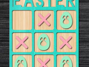 Intra απο ξύλο plywood 3mm-4mm πάχος - Πασχαλινό παιχνίδι Tic-Tac-Toe Laser Cut Δίασταση 15x15 cm INTRAFABR-89940711 - Image 3