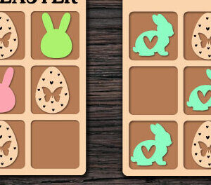 Intra απο ξύλο plywood 3mm-4mm πάχος - Πασχαλινό Tic Tac Toe Παιχνίδι Laser Cut Δίασταση 30x20 cm INTRAFABR-64245650