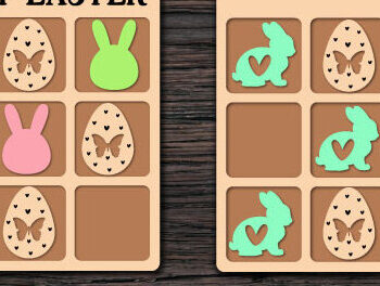 Intra απο ξύλο plywood 3mm-4mm πάχος - Πασχαλινό Tic Tac Toe Παιχνίδι Laser Cut Δίασταση 30x20 cm INTRAFABR-64245650 - Image 1