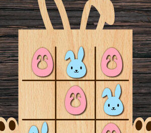 Intra απο ξύλο plywood 3mm-4mm πάχος - Πασχαλινό Tic Tac Toe Laser Cut Δίασταση 15x15 cm INTRAFABR-62974153