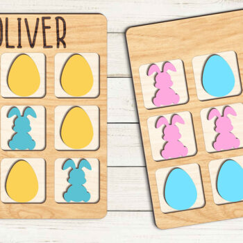 Intra απο ξύλο plywood 3mm-4mm πάχος - Πασχαλινό κοπής με λέιζερ Tic Tac Toe Δίασταση 30x20 cm INTRAFABR-117938746 - Image 2