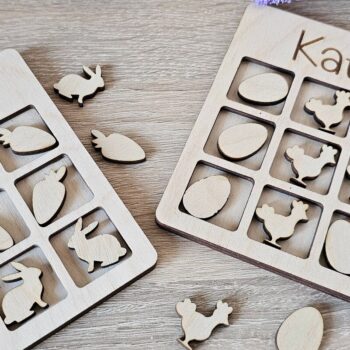 Intra απο ξύλο plywood 3mm-4mm πάχος - Πασχαλινό κοπής με λέιζερ Tic-Tac-Toe Δίασταση 15x15 cm INTRAFABR-116833843 - Image 2