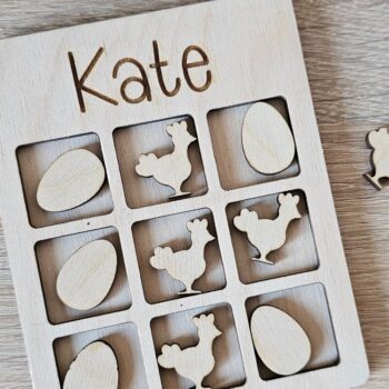 Intra απο ξύλο plywood 3mm-4mm πάχος - Πασχαλινό κοπής με λέιζερ Tic-Tac-Toe Δίασταση 15x15 cm INTRAFABR-116833843 - Image 4