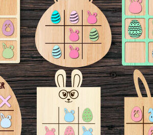 Intra απο ξύλο plywood 3mm-4mm πάχος - Πασχαλινό Tic Tac Toe Laser Cut  Bundle Δίασταση 15x15 cm INTRAFABR-62974159