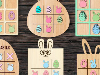 Intra απο ξύλο plywood 3mm-4mm πάχος - Πασχαλινό Tic Tac Toe Laser Cut  Bundle Δίασταση 15x15 cm INTRAFABR-62974159 - Image 1