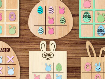 Intra απο ξύλο plywood 3mm-4mm πάχος - Πασχαλινό Tic Tac Toe Laser Cut  Bundle Δίασταση 15x15 cm INTRAFABR-62974159 - Image 9