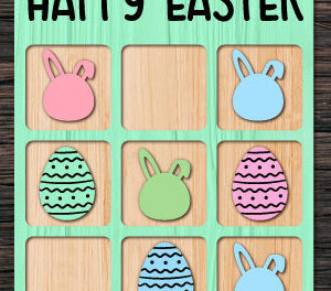 Intra απο ξύλο plywood 3mm-4mm πάχος - Πασχαλινό Tic Tac Toe Laser Cut Δίασταση 15x15 cm INTRAFABR-62974147