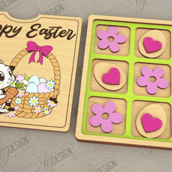 Intra απο ξύλο plywood 3mm-4mm πάχος - Πασχαλινό Tic Tac Toe | Νότες και Σταυροί Δίασταση 15x15 cm INTRAFABR-117722012 - Image 1