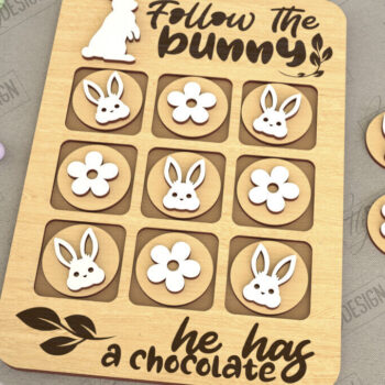 Intra απο ξύλο plywood 3mm-4mm πάχος - Πασχαλινό Tic Tac Toe | Νότες και Σταυροί Δίασταση 15x15 cm INTRAFABR-117722016 - Image 1