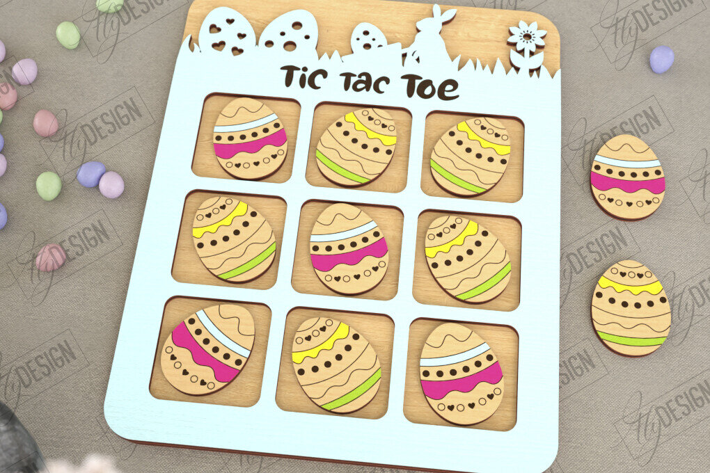 Intra απο ξύλο plywood 3mm-4mm πάχος - Πασχαλινό Tic Tac Toe | Νότες και Σταυροί Δίασταση 15x15 cm INTRAFABR-117722021