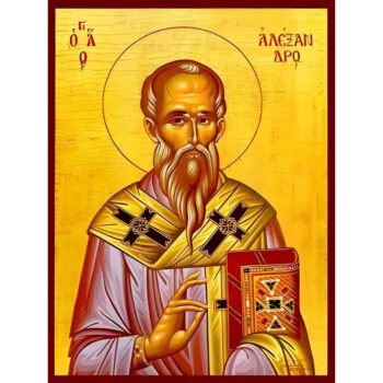 Εικόνα Ορθοδοξίας με περίγραμμα χρυσό σε ξύλο Φλαμουρίας  με  βάση Εικόνα ΑΓΙΟΣ ΑΛΕΞΑΝΔΡΟΣ, ΠΑΤΡΙΑΡΧΗΣ ΚΩΝ/ΠΟΛΕΩΣ Χειροποίητη Ελληνορθόδοξη εικόνα του Ιησού Χριστού, Κρεμαστή πλάκα βυζαντινής τέχνης, χριστιανική τέχνη Διάσταση 40x30 cm (10,2x7,9 ίντσες)  INTRAEK-1447757865114 - Image 1