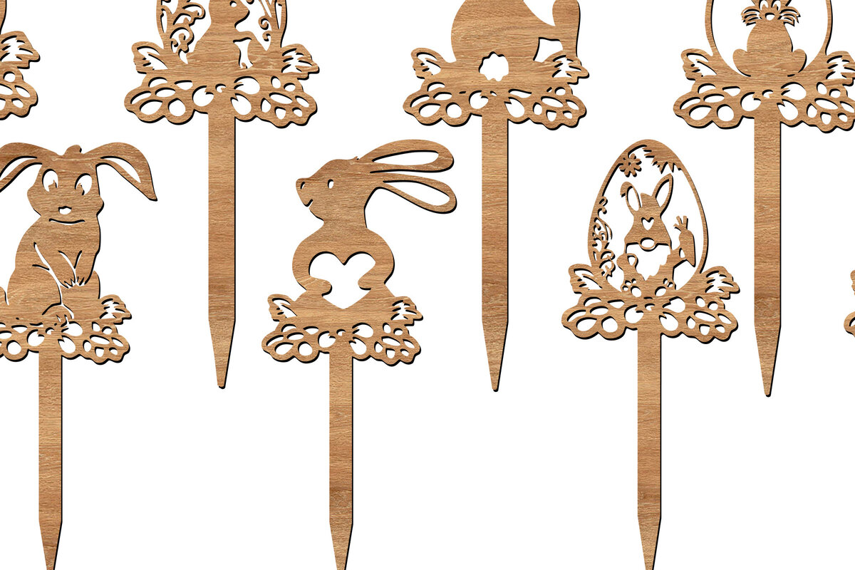 Intra απο ξύλο plywood 3mm-4mm πάχος -  με λέιζερ Easter Toppers Δίασταση 6x6 cm INTRAFABR-113753890