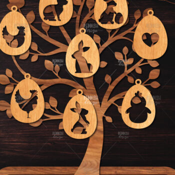 Intra απο ξύλο plywood 3mm-4mm πάχος - Πασχαλινό Δέντρο με Αυγά Laser Cut Δίασταση 15x15 cm INTRAFABR-117168753 - Image 1