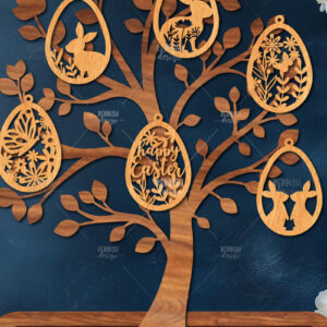 Intra απο ξύλο plywood 3mm-4mm πάχος - Πασχαλινό Δέντρο με Αυγά Laser Cut  Δίασταση 15x15 cm INTRAFABR-117168794