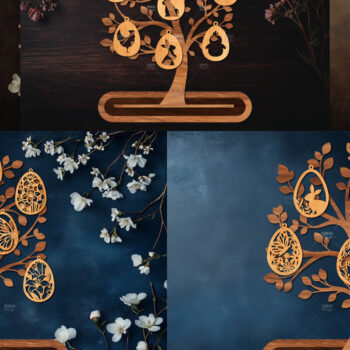 Intra απο ξύλο plywood 3mm-4mm πάχος - Πασχαλινό Δέντρο με Αυγά Laser Cut  Δίασταση 15x15 cm INTRAFABR-117168825 - Image 1