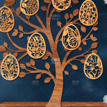 Intra απο ξύλο plywood 3mm-4mm πάχος - Πασχαλινό Δέντρο με Αυγά Laser Cut  Δίασταση 15x15 cm INTRAFABR-117168825 - Image 2