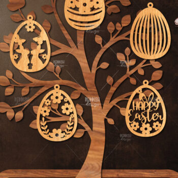 Intra απο ξύλο plywood 3mm-4mm πάχος - Πασχαλινό Δέντρο με Αυγά Laser Cut  Δίασταση 15x15 cm INTRAFABR-117168825 - Image 6