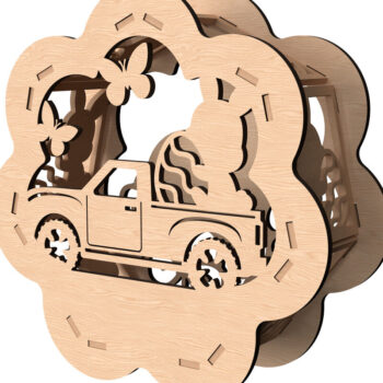 Intra απο ξύλο plywood 3mm-4mm πάχος - Κηροπήγιο 3D φορτηγού Πάσχα Δίασταση 30x20 cm INTRAFABR-114142549 - Image 1