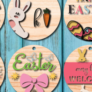 Intra απο ξύλο plywood 3mm-4mm πάχος - Πασχαλινή πινακίδα καλωσορίσματος Big Bundle Door Deco Δίασταση 15x15 cm INTRAFABR-25988028 - Image 1