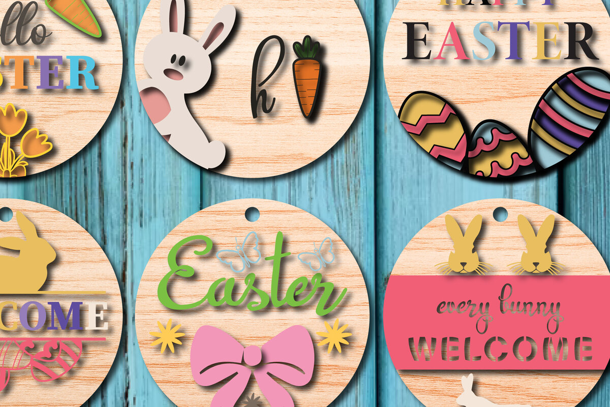 Intra απο ξύλο plywood 3mm-4mm πάχος - Πασχαλινή πινακίδα καλωσορίσματος Big Bundle Door Deco Δίασταση 15x15 cm INTRAFABR-25988028