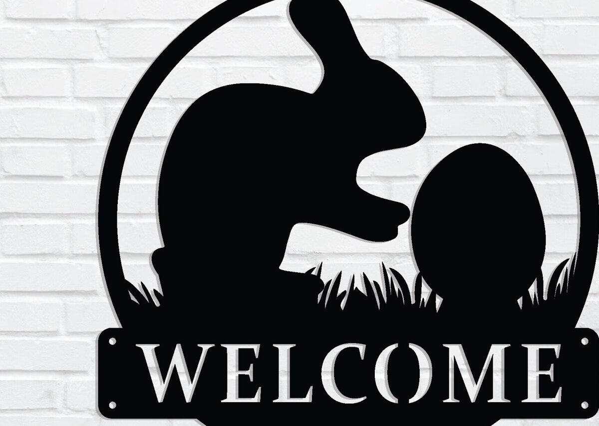 Intra απο ξύλο plywood 3mm-4mm πάχος - Πασχαλινή επιγραφή καλωσορίσματος, μεταλλική τέχνη τοίχου, DXF Δίασταση 40x50 cm INTRAFABR-90072620