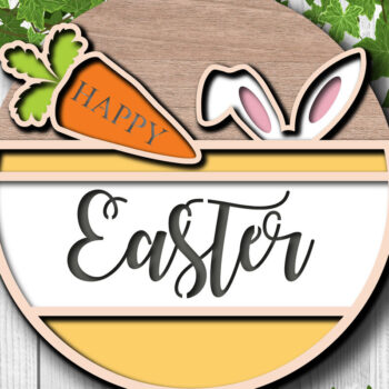 Intra απο ξύλο plywood 3mm-4mm πάχος - Πασχαλινό σημάδι καλωσορίσματος Στρογγυλό μεγάλο πακέτο Δίασταση 15x15 cm INTRAFABR-25337469 - Image 3