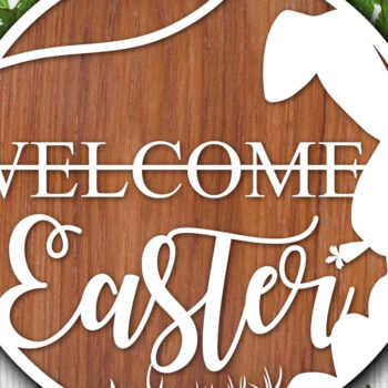 Intra απο ξύλο plywood 3mm-4mm πάχος - Πασχαλινό σημάδι καλωσορίσματος Στρογγυλό μεγάλο πακέτο Δίασταση 15x15 cm INTRAFABR-25337469 - Image 9