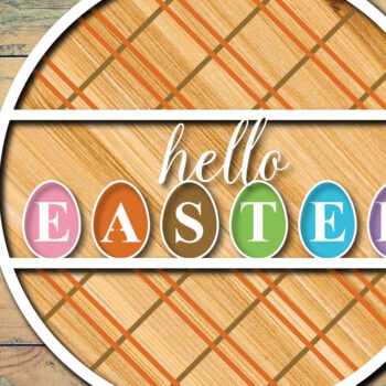 Intra απο ξύλο plywood 3mm-4mm πάχος - Πασχαλινή πινακίδα καλωσορίσματος στρογγυλή κρεμάστρα πόρτας Δίασταση 15x15 cm INTRAFABR-25332242 - Image 2