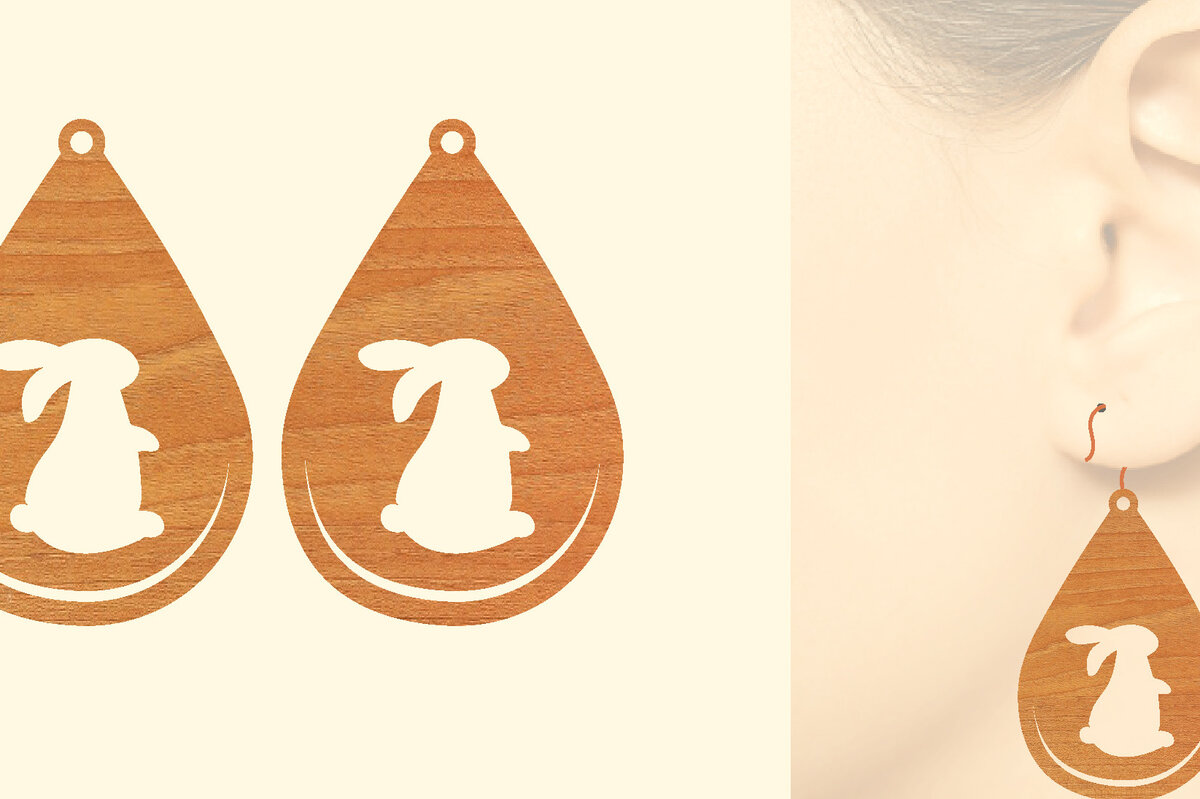 Intra απο ξύλο plywood 3mm-4mm πάχος - Πασχαλινά Ξύλινα Σκουλαρίκια Laser Cut  Δίασταση 3x3 cm INTRAFABR-62261046