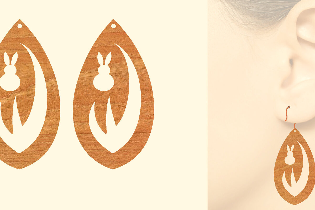 Intra απο ξύλο plywood 3mm-4mm πάχος - Πασχαλινά Ξύλινα Σκουλαρίκια Laser  Δίασταση 3x3 cm INTRAFABR-62368459