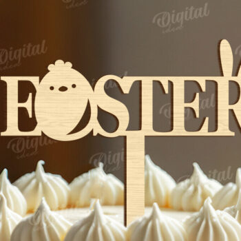 Intra απο ξύλο plywood 3mm-4mm πάχος - Πασχαλινή ξύλινη τούρτα Topper Laser κοπής Δίασταση 15x15 cm INTRAFABR-118211033 - Image 1