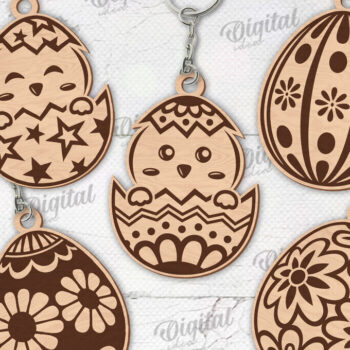 Intra απο ξύλο plywood 3mm-4mm πάχος - Πασχαλινά Ξύλινα Μπρελόκ Πακέτο κοπής με λέιζερ Δίασταση 4x4 cm INTRAFABR-115231140 - Image 1