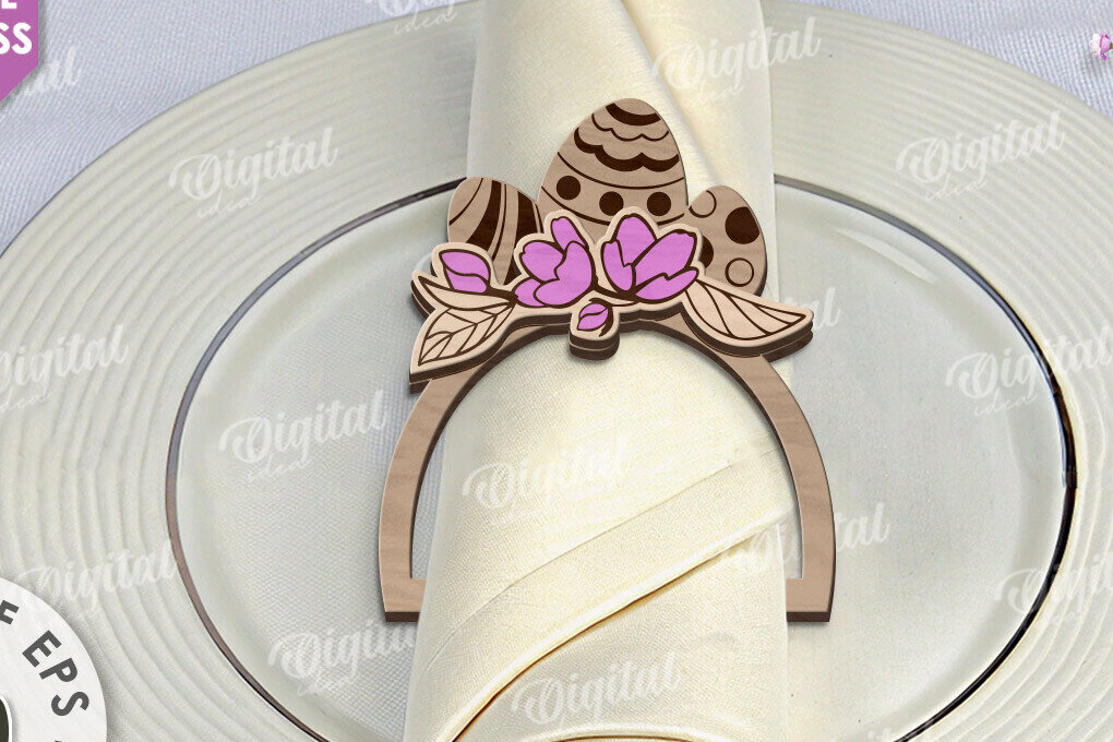 Intra απο ξύλο plywood 3mm-4mm πάχος - Πασχαλινό δαχτυλίδι για χαρτοπετσέτα με λέιζερ Δίασταση 15x15 cm INTRAFABR-117869212