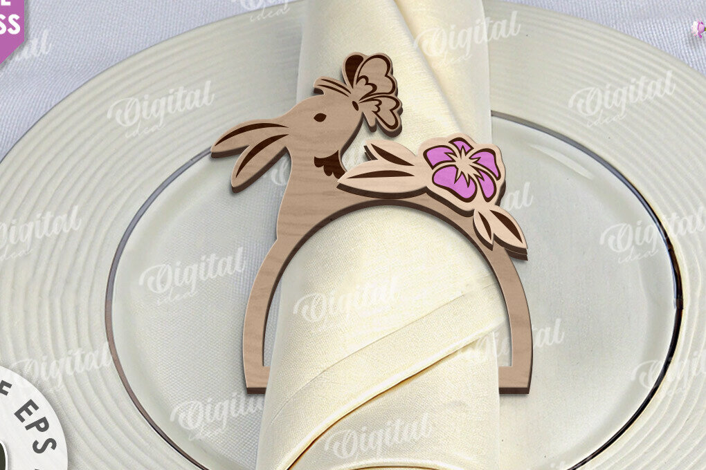 Intra απο ξύλο plywood 3mm-4mm πάχος - Πασχαλινό δαχτυλίδι για χαρτοπετσέτα με λέιζερ Δίασταση 15x15 cm INTRAFABR-117869401