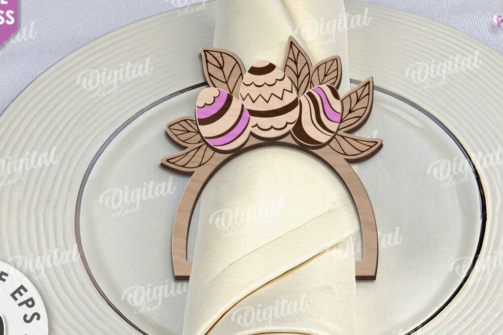 Intra απο ξύλο plywood 3mm-4mm πάχος - Πασχαλινό δαχτυλίδι για χαρτοπετσέτα με λέιζερ Δίασταση 15x15 cm INTRAFABR-117869443