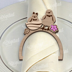 Intra απο ξύλο plywood 3mm-4mm πάχος - Πασχαλινό δαχτυλίδι για χαρτοπετσέτα με λέιζερ Δίασταση 15x15 cm INTRAFABR-117869711