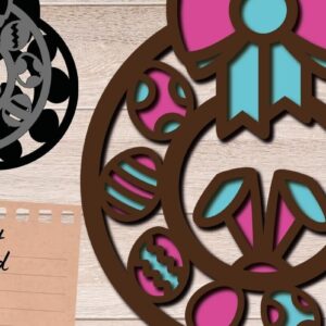 Intra απο ξύλο plywood 3mm-4mm πάχος - Πασχαλινό στεφάνι 3D, Κρεμάστρα πόρτας Mandala Δίασταση 30x30 cm INTRAFABR-90464707