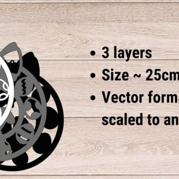 Intra απο ξύλο plywood 3mm-4mm πάχος - Πασχαλινό στεφάνι 3D, Κρεμάστρα πόρτας Mandala Δίασταση 30x30 cm INTRAFABR-90464707 - Image 2