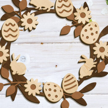 Intra απο ξύλο plywood 3mm-4mm πάχος - Πασχαλινό Στεφάνι Διακοσμητικό Πολυστρωματικό Θερμ Δίασταση 16x17 cm INTRAFABR-89881017 - Image 1