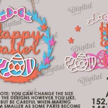 Intra απο ξύλο plywood 3mm-4mm πάχος - Πασχαλινό στεφάνι LaserCut. Ανοιξιάτικο ντεκόρ  Δίασταση 15x15 cm INTRAFABR-117335298 - Image 2