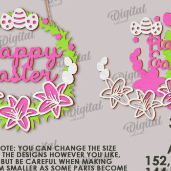 Intra απο ξύλο plywood 3mm-4mm πάχος - Πασχαλινό στεφάνι LaserCut. Ανοιξιάτικο ντεκόρ  Δίασταση 15x15 cm INTRAFABR-117334771 - Image 2