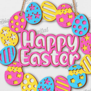 Intra απο ξύλο plywood 3mm-4mm πάχος - Πασχαλινό στεφάνι LaserCut. Ανοιξιάτικο ντεκόρ  Δίασταση 15x15 cm INTRAFABR-117334862