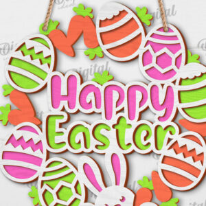 Intra απο ξύλο plywood 3mm-4mm πάχος - Πασχαλινό στεφάνι LaserCut. Ανοιξιάτικο ντεκόρ  Δίασταση 15x15 cm INTRAFABR-117334913